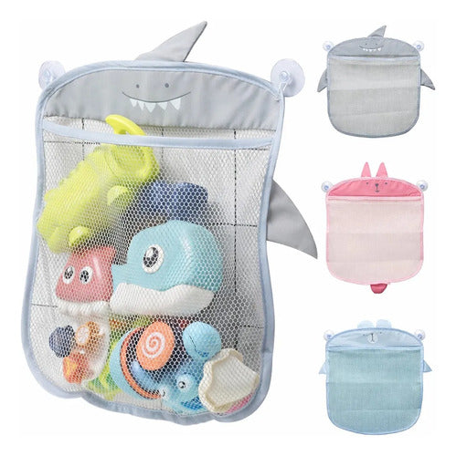 Saco Organizador Brinquedos Banho Bebê Ventosa Porta Treco Cinza - imagem 6