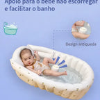 Banheira Inflável Bebê Portátil Encosto Dobrável Segurança Branco Urso - imagem 5