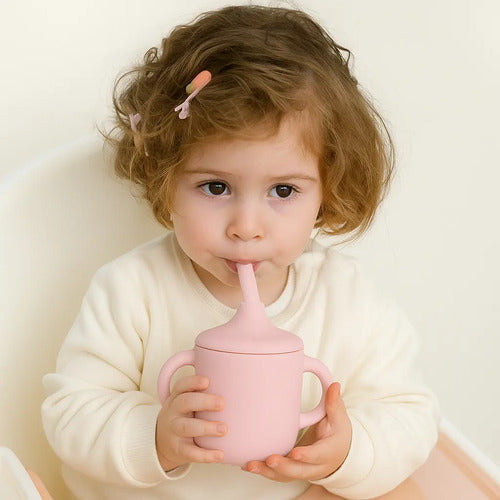 Kit Copo Tampa + Forminha Picolé Silicone Bpa Free Infantil Rosa - imagem 2