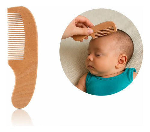 Pente Bebê Mini Madeira Natural Sustentável Anti Frizz Bolsa Bambu - imagem 2