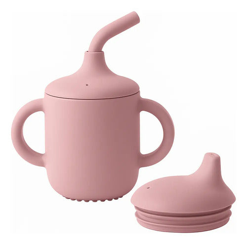 Kit Copo Tampa + Forminha Picolé Silicone Bpa Free Infantil Rosa - imagem 5