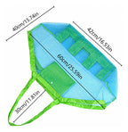 Bolsa De Praia Tela Grande Porta Brinquedos Dobrável Prática Verde-limão Lisa Azul - imagem 6