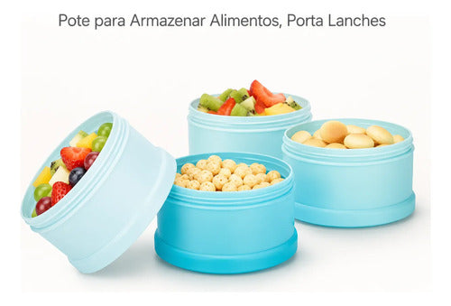 Dispensador Fórmula Porta Leite Pó Bebê Divisórias Portátil Azul-celeste - imagem 5