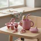 Kit Copo Tampa + Forminha Picolé Silicone Bpa Free Infantil Rosa - imagem 9