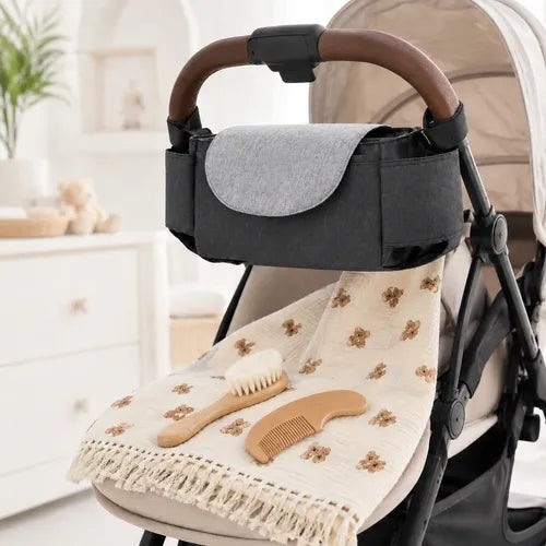Kit Passeio Bebê Organizado Bolsa Manta Escova Pente Premium Preto - imagem 7