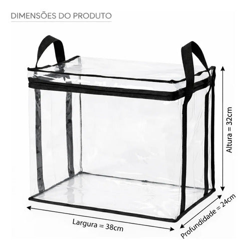 Caixa Organizadora Transparente Dobrável Impermeável Ziper Transparente Liso - imagem 5