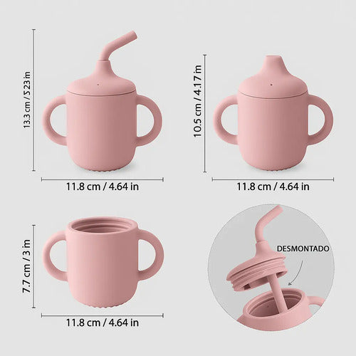 Kit Copo Tampa + Forminha Picolé Silicone Bpa Free Infantil Rosa - imagem 7