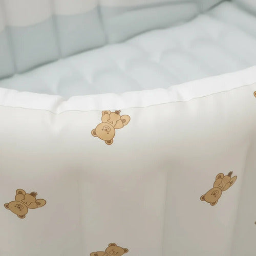 Banheira Inflável Bebê Portátil Encosto Dobrável Segurança Branco Urso - imagem 8