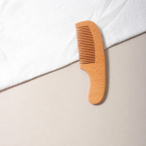 Pente Bebê Mini Madeira Natural Sustentável Anti Frizz Bolsa Bambu - imagem 5