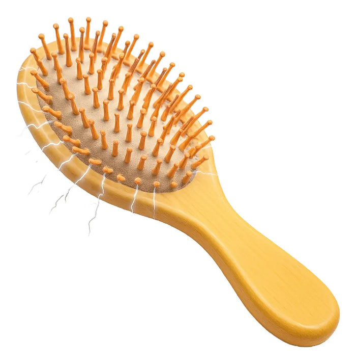 Escova Cabelo Raquete Bambu Anti Frizz Antiestática