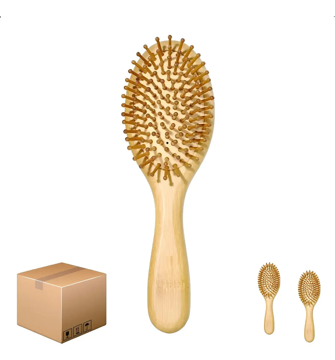 Kit 2 Escova Cabelo Bambu Anti Frizz Antiestático Ecológica