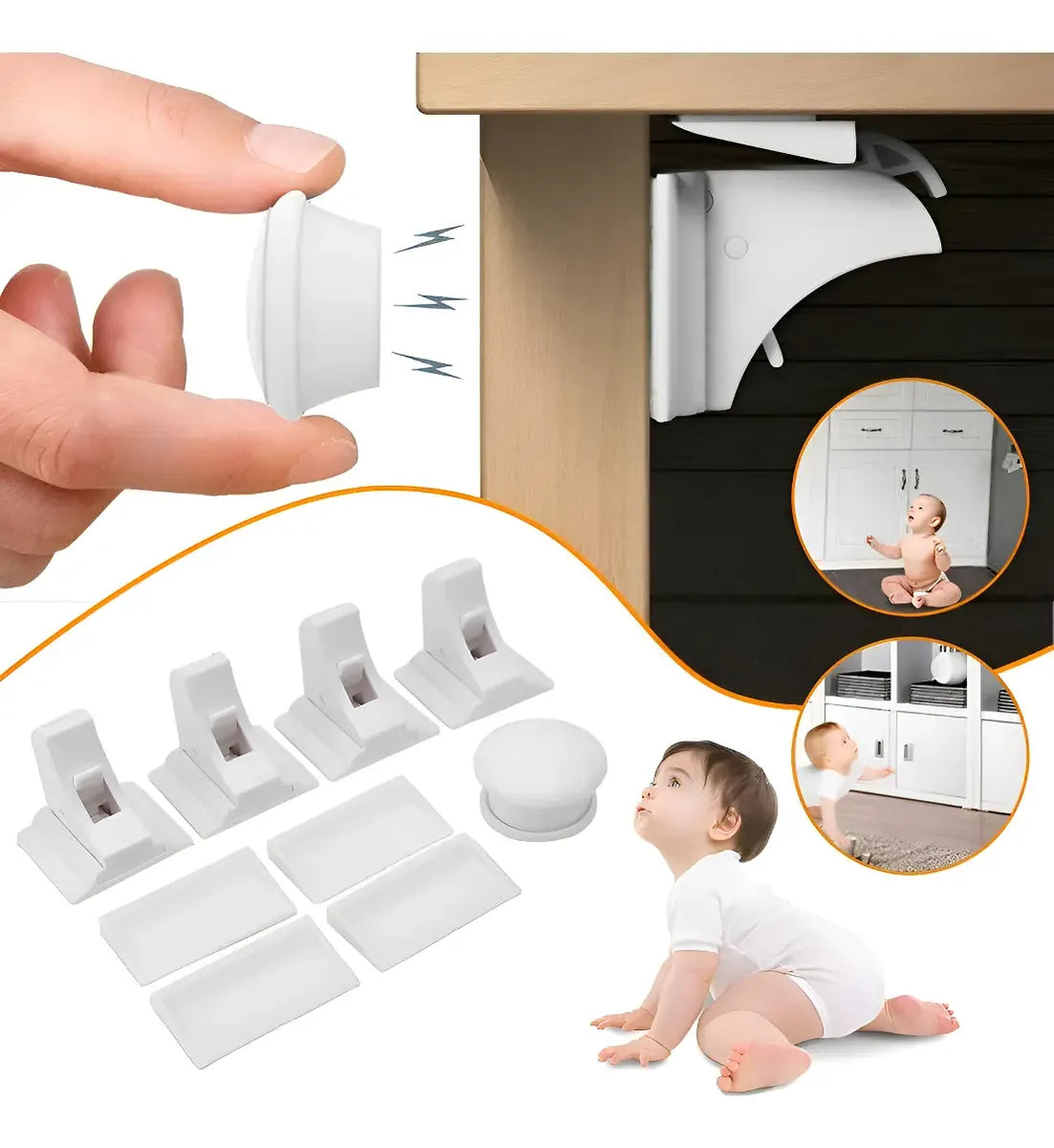 Kit 16 Un. Trava Magnética Segurança Infantil Armário Gaveta