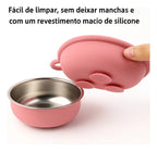 Kit 2x Tigelas Prato Infantil Inox Silicone Ventosa Premium