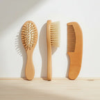 Kit Cabelo Bebê Bambu Cerdas Naturais 3 Peças