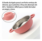 Kit 2x Tigelas Prato Infantil Inox Silicone Ventosa Premium