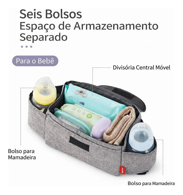 Bolsa Organizadora Carrinho Bebê Mamadeira Fralda Premium