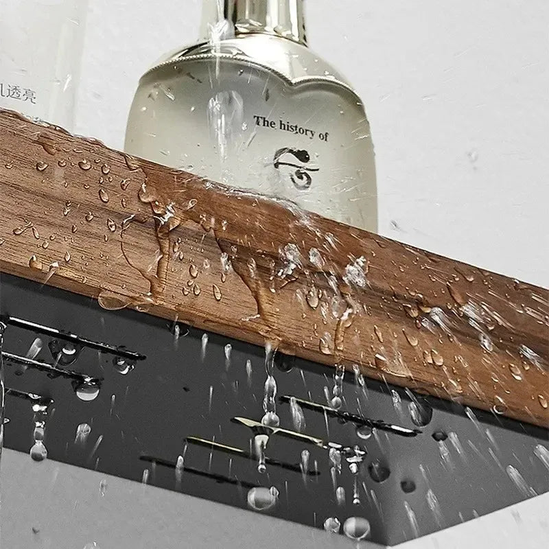 Prateleira Suspensa Multiuso Organizadora Inox Madeira 40cm