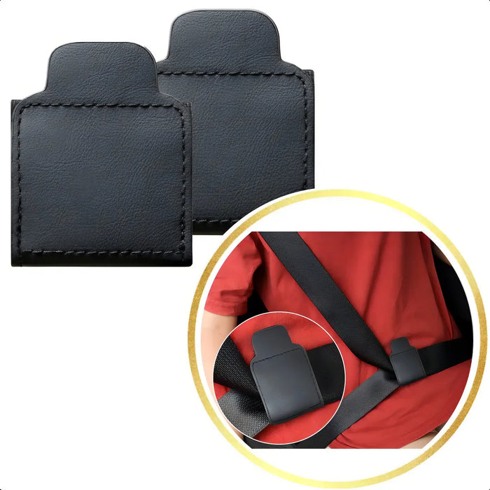 Kit 2 Ajustes Adaptador Cinto De Segurança Regulagem Durável Cor Preto Couro