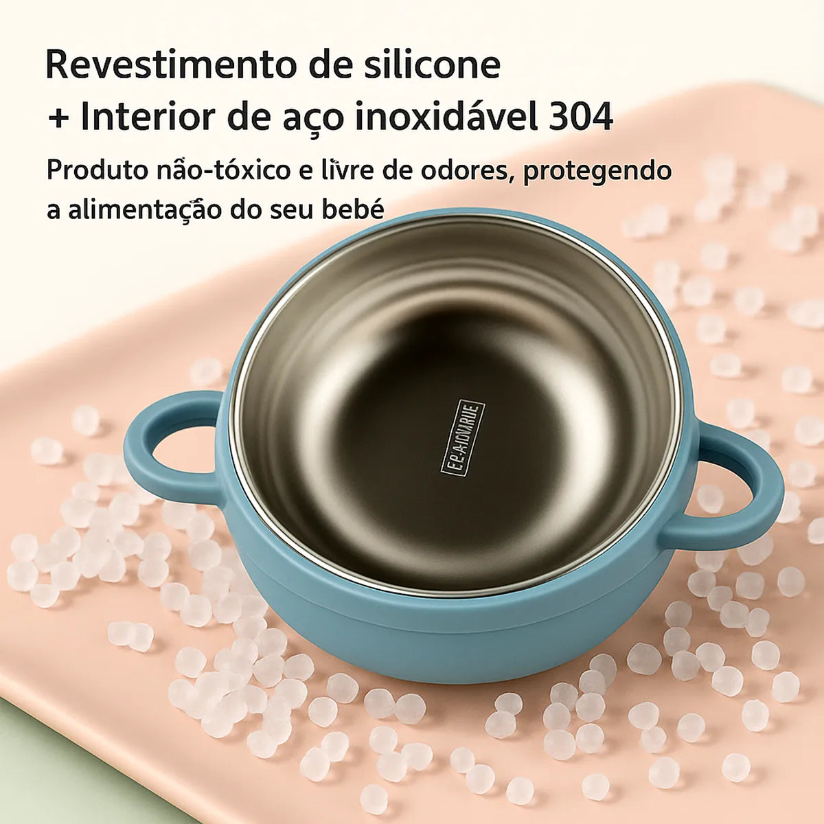 Kit 2x Tigelas Prato Infantil Inox Silicone Ventosa Premium