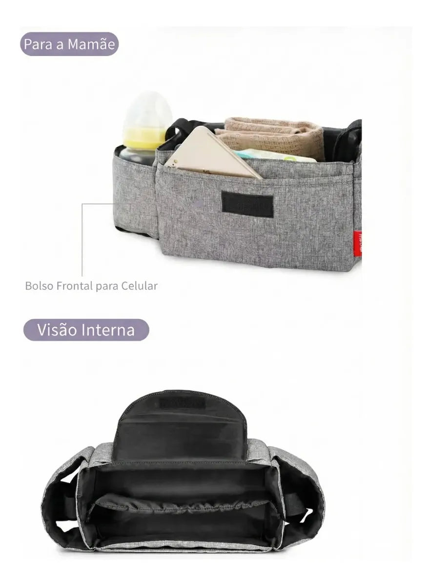 Bolsa Organizadora Carrinho Bebê Mamadeira Fralda Premium
