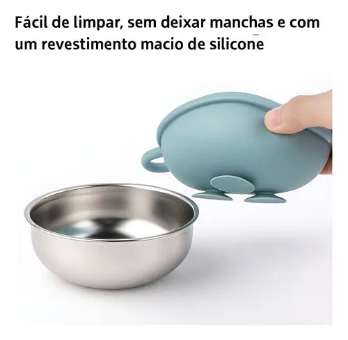 Tigela Infantil Inox Bowl Com Ventosa Antiderrapante