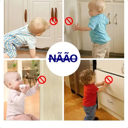 8x Travas Segurança Bebê Gaveta Armário Anti Furto C/ Chave Oculta
