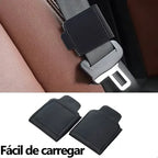 Kit 2 Ajustes Adaptador Cinto De Segurança Regulagem Durável Cor Preto Couro