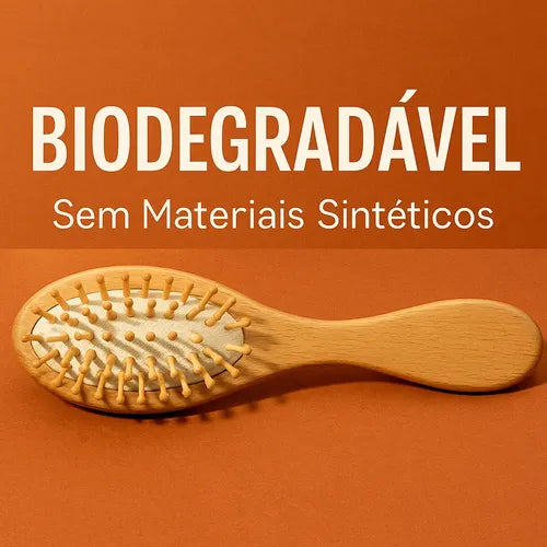 Mini Escova Madeira Natural Anti-frizz Portátil P/ Bolsa