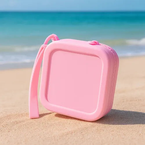 Mini Bolsa Silicone Impermeável Zíper Porta Objetos Praia