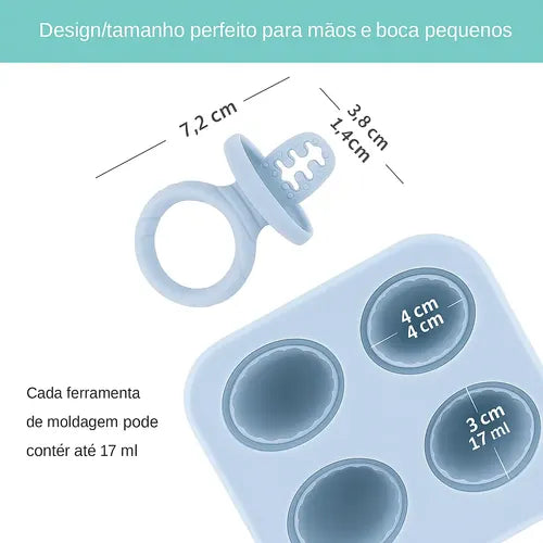 Kit Forma De Picolé Mordedor Bebê Silicone Premium Bpa Free