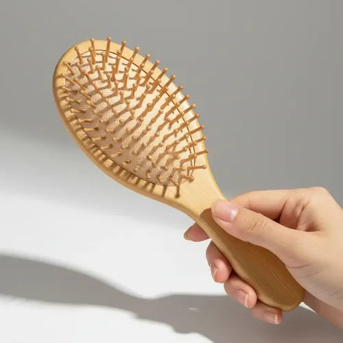 Escova Cabelo Raquete Bambu Anti Frizz Antiestática