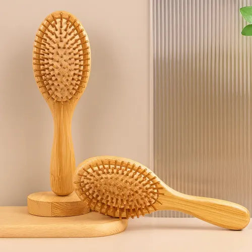 Escova Cabelo Raquete Bambu Anti Frizz Antiestática