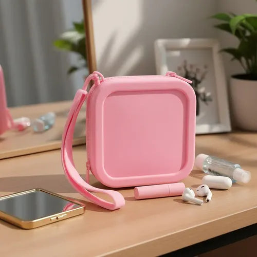 Mini Bolsa Silicone Impermeável Zíper Porta Objetos Praia