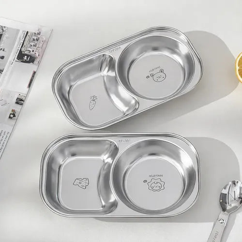 Prato Papinha Bebê Inox 304 Duplo Blw Infantil Livre Bpa