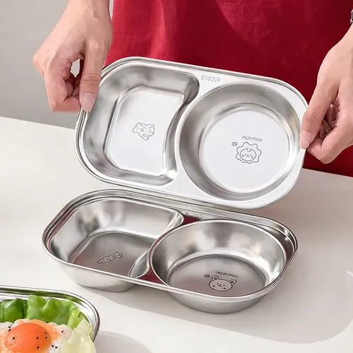 Prato Papinha Bebê Inox 304 Duplo Blw Infantil Livre Bpa