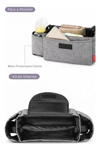 Bolsa Organizadora Carrinho Bebê Porta Mamadeira Fralda