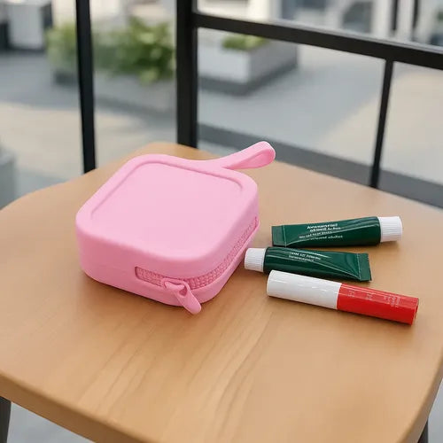 Mini Bolsa Silicone Impermeável Zíper Porta Objetos Praia