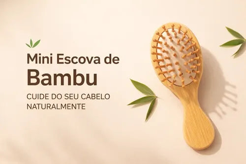 2x Mini Escova Antifrizz Bambu 14cm Para Bolsa
