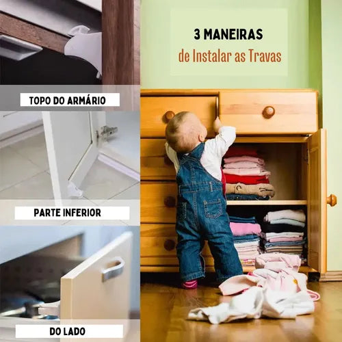 Kit 16 Un. Trava Magnética Segurança Infantil Armário Gaveta