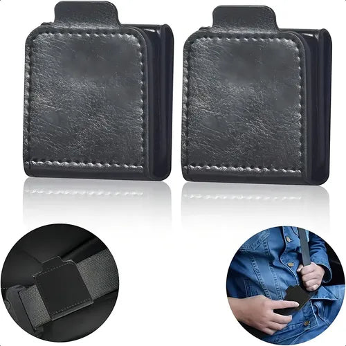 Kit 2 Ajustes Adaptador Cinto De Segurança Regulagem Durável Cor Preto Couro