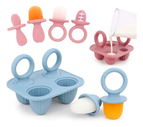 Kit Forma De Picolé Mordedor Bebê Silicone Premium Bpa Free