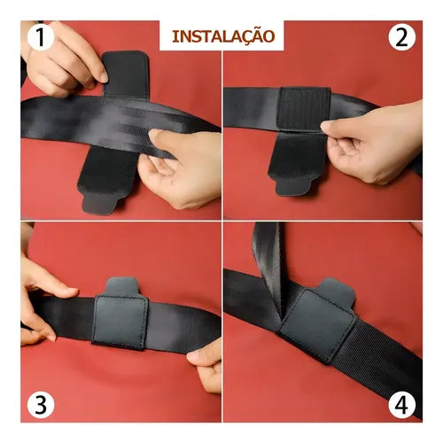 Kit 2 Ajustes Adaptador Cinto De Segurança Regulagem Durável Cor Preto Couro