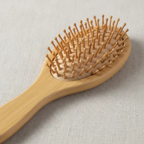 Escova Cabelo Raquete Bambu Anti Frizz Antiestática
