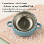 Kit Infantil Tigela Inox + Forminha Picolé Silicone Bpa Free