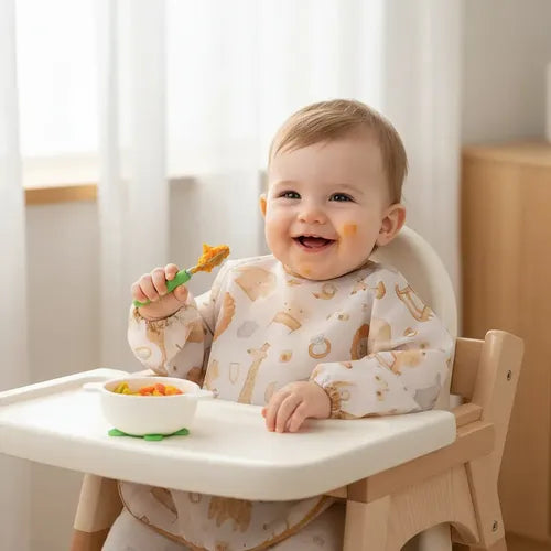 Babador Avental Infantil Manga Longa Impermeável Lavável