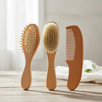 Kit Cabelo Bebê Bambu Cerdas Naturais 3 Peças