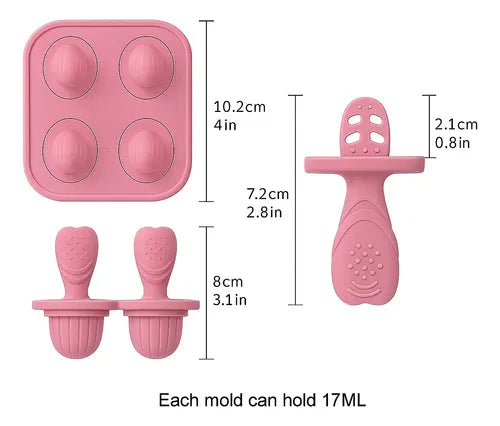 Kit Tigela Inox + Forminha Picolé Silicone Bpa Free Infantil