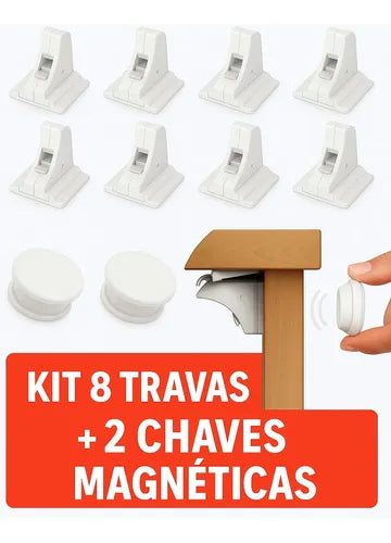 Kit 16 Un. Trava Magnética Segurança Infantil Armário Gaveta