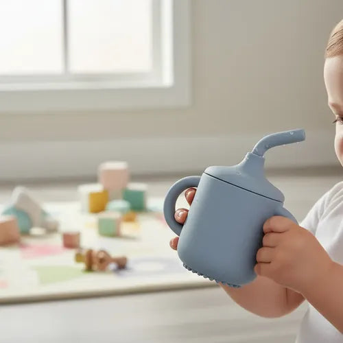 Copo Silicone Infantil Treinamento Livre De Bpa Canudo Tampa