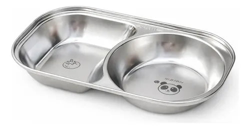 Prato Papinha Bebê Inox 304 Duplo Blw Infantil Livre Bpa